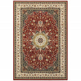 1' X 3' Red Ivory Machine Woven Oriental Indoor Area Rug